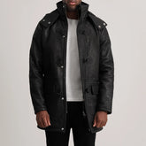 Taken Black Leather Coat Jacket